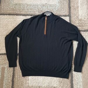 Peter Millar Black Quarter-Zip Sweater